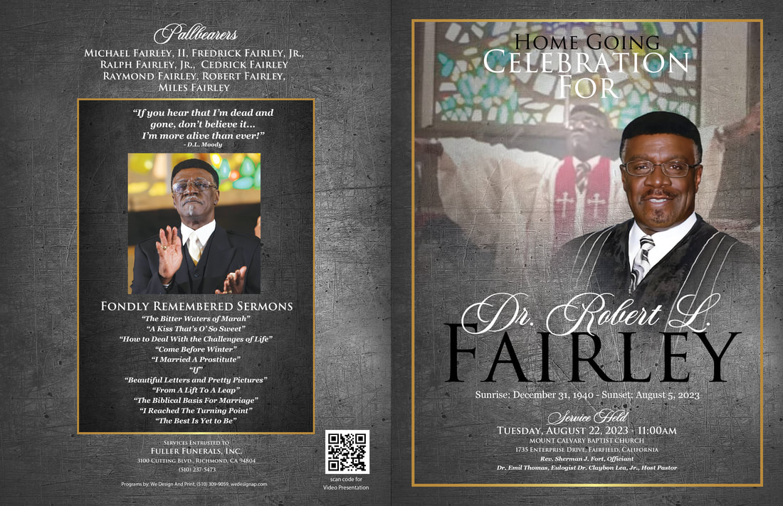 Memorial program designed in loving memory of Dr. Robert Fairley