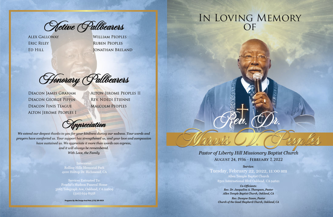 Memorial program designed in loving memory of Rev. Mavis Peoples